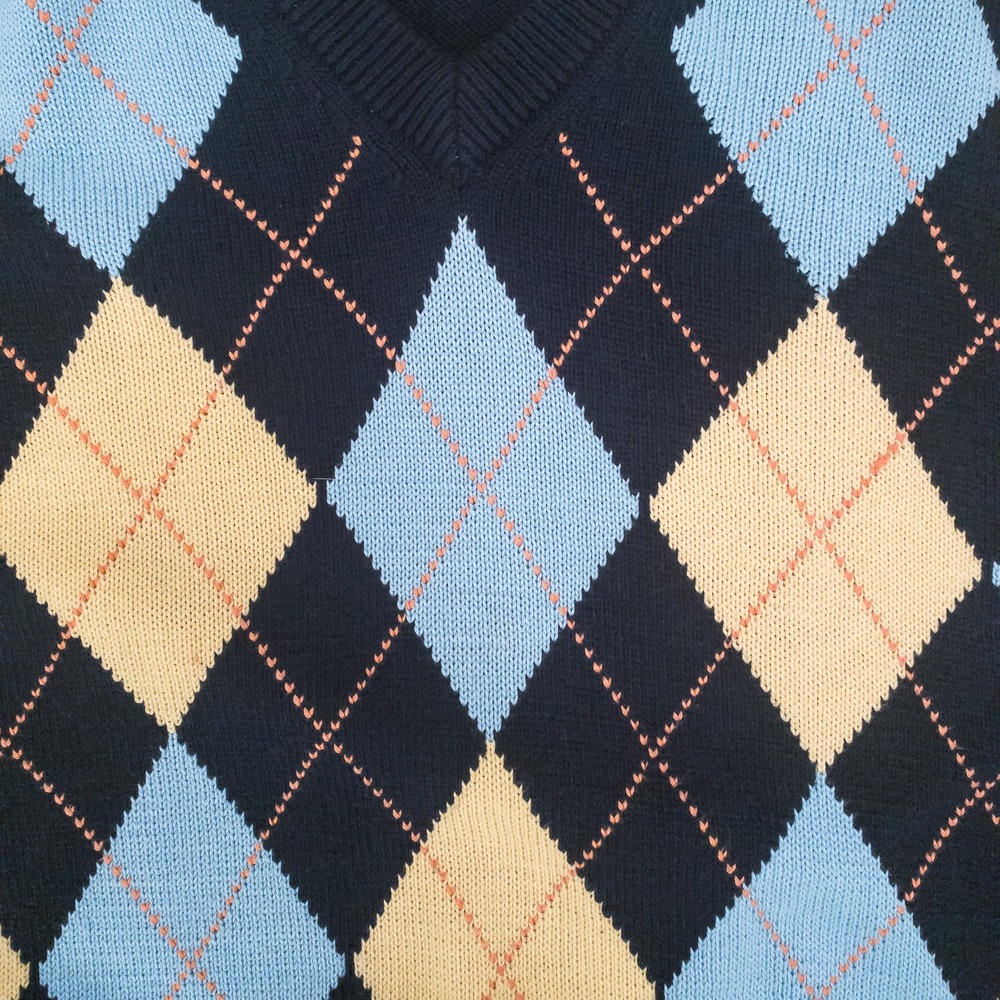 Brooks Brothers Sweater Mens M Navy Argyle V-Neck Pima Cotton Preppy Ivy - Picture 6 of 11